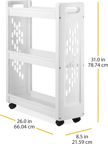 Miniatura 8 de Carrito con ruedas con 3 estantes para almacenar utensilios para hacer la colada, de Whitmor