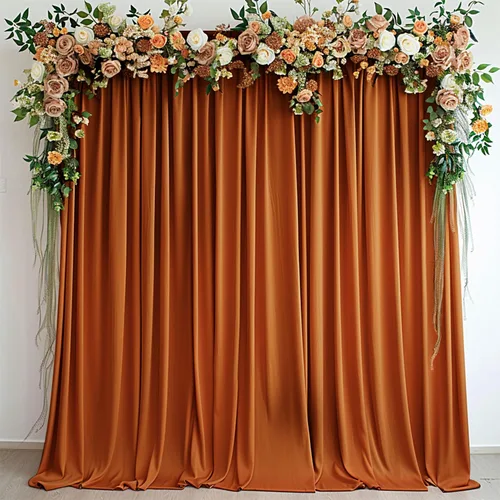 Miniatura 9 de TAYNSDJ101 - Cortina de boda naranja sin arrugas, sin arrugas, para fiestas, bodas, arcos, fiestas, ceremonias, escenarios, decoración de escenario