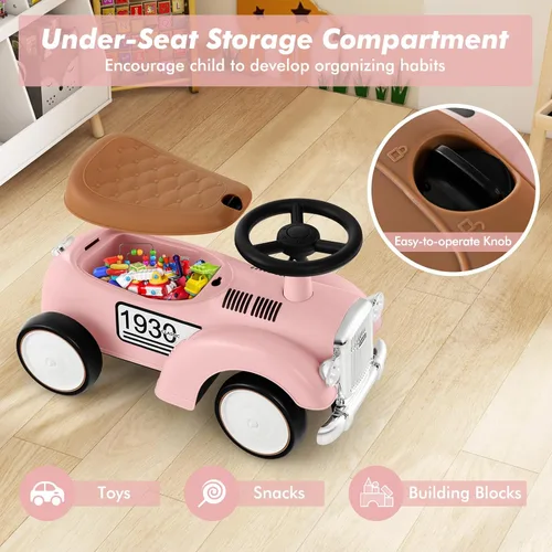 Miniatura 4 de OLAKIDS Auto de Empuje para Montar, Juguete Deslizante de Pie al Suelo para Niños Pequeños con Volante, Bocina, Almacenamiento Debajo del Asiento