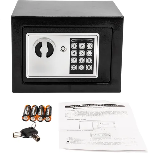 Ochine Caja fuerte de seguridad de acero y caja de seguridad, caja de dinero negra, caja fuerte de acero con teclado digital, caja fuerte de Pequeño