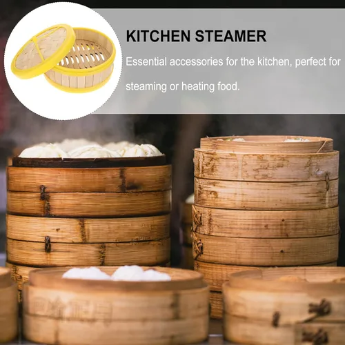 Miniatura 8 de DOITOOL Cesta de vapor de bambú, cocina china con tapa para cocinar albóndigas pescado verduras Dim Sum Bao pan arroz carne pescado 5 pulgadas vapor