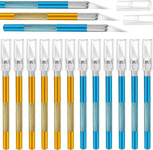 Miniatura 14 de Juego de 15 cuchillos Exacto, cuchillos para pasatiempos, suministros de regreso a clases, kit de cuchillos para manualidades, manualidades, álbumes