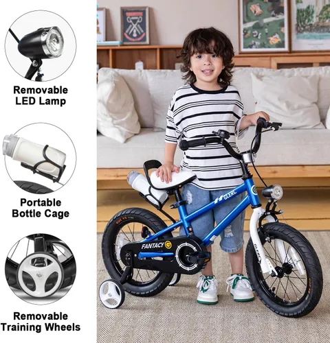 Miniatura 3 de Glerc Fantacy Kids Bike, 12-20 Inch Children Bicycle for 2-13 Years Old Boys Girls, Kids Bicycle with Water Bottle Holder & Headlight & Training Azul
