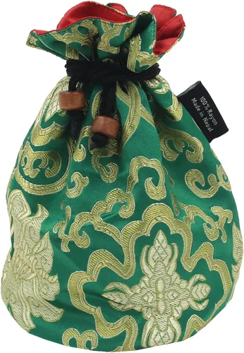 Miniatura 10 de Bolsa tibetana hecha a mano de brocado de tela para cantar (turquesa)