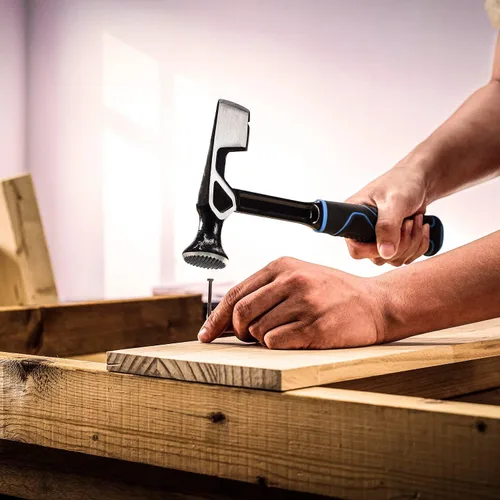 Miniatura 7 de REAL STEEL Martillo para paneles de yeso 14 Oz Hacha de techo de una pieza forjada cara fresada Drywall Ax herramienta de tablero de pared 0521