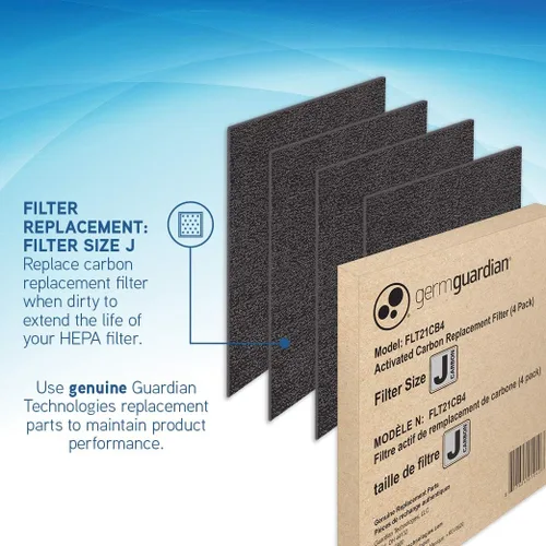 Miniatura 4 de GermGuardian Repuesto de filtro de carbono genuino para filtro HEPA FLT5900 para purificador de aire AC5900WCA, paquete de 4, FLT21CB4