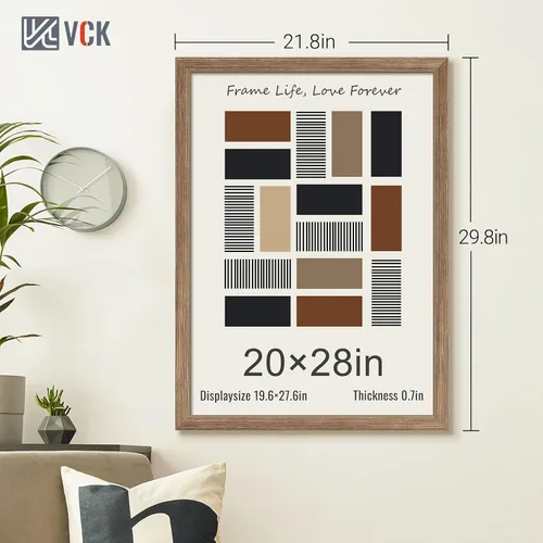 Miniatura 11 de VCK Marcos para póster de madera maciza de 22.375 x 34 pulgadas, marco de fotos A1 negro con montaje en pared, paquete de 3
