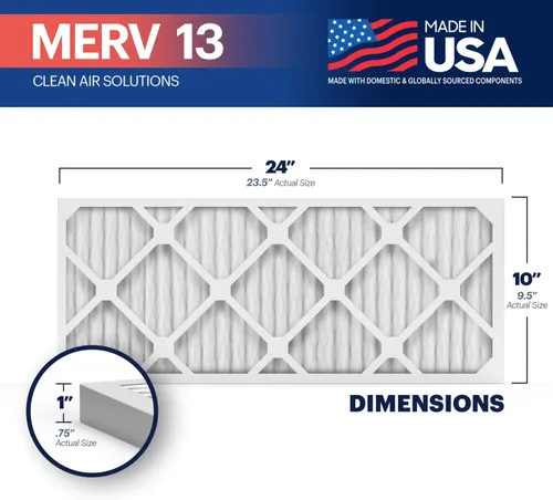 Miniatura 2 de BNX TruFilter 10x24x1 Filtro de aire MERV 13 (paquete de 4) - HECHO EN EE. UU. - Filtros plisados electrostáticos para aire acondicionado HVAC AC