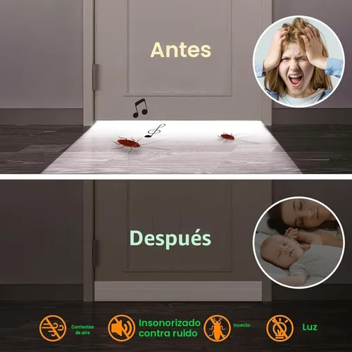 Miniatura 4 de Suptikes Paquete de 2 Topes de Corriente de Aire para Puerta, Barrido de Puerta para Puertas Exteriores e Interiores, Sello Inferior de Puerta Blanco
