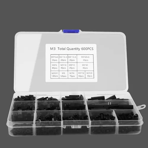 Miniatura 7 de 600 piezas M3 macho hembra separadores hexagonales de nailon tornillos tuercas, kit surtido de separadores y tornillos para placa base, pilar
