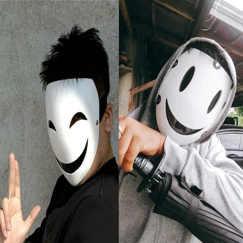 Miniatura 7 de CAFELE Máscaras japonesas de invasión de talle alto, cosplay, francotirador, Tenkuu, Shinpan, máscaras de sonrisa blanca para Halloween, accesorios