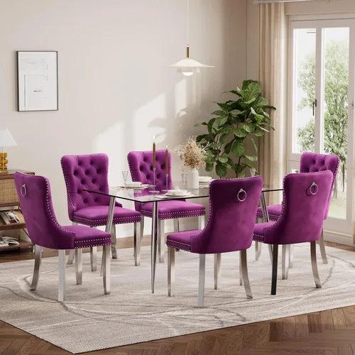 Miniatura 44 de Baysitone Juego de mesa de comedor de vidrio de 51 pulgadas para 4, juego de 5 piezas moderno de comedor, mesa de cocina rectangular de vidrio con 4