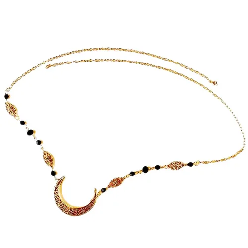 Diadema de bruja con diseño de luna para mujer, corona de hada de elfo, disfraz de frente gitana vikinga, diadema bohemia luna dorada