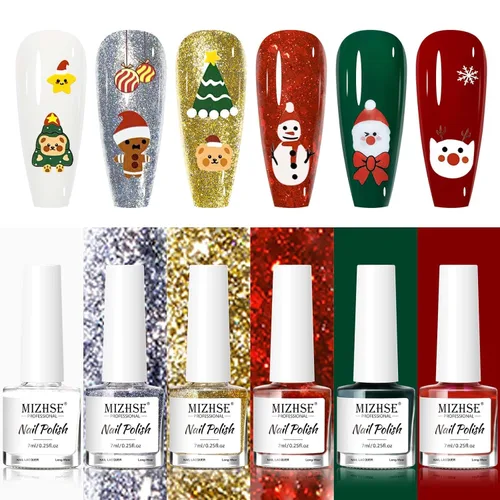Miniatura 11 de MIZHSE Juego de esmaltes de uñas de secado rápido, esmalte de uñas de colores brillantes, esmalte de uñas regular sin gel, amarillo, verde, morado