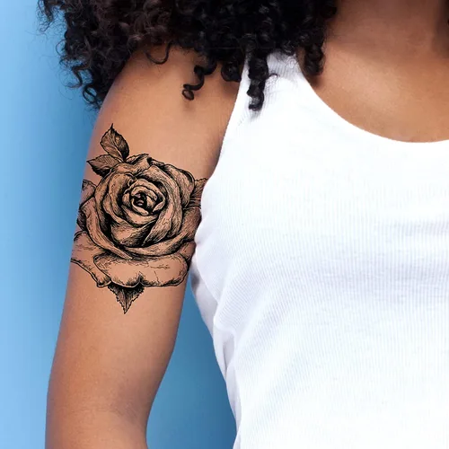 Miniatura 5 de Pegar en flores rosas flora flores adulto tatuaje temporal transferencia femenino cuerpo arte transferencias mujeres realista impermeable flora
