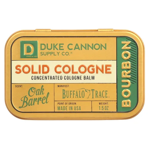 Miniatura 13 de Duke Cannon Supply Co. Colonia Sólida para Hombres Bourbon (Aroma Amaderado, Barril de Roble Carbonizado) - Bálsamo Concentrado, Lata Conveniente