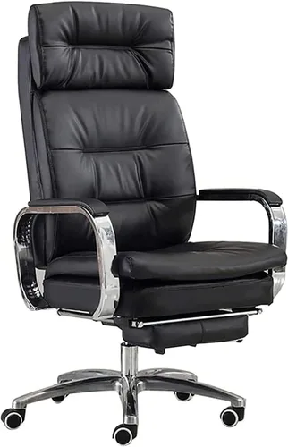 Silla ejecutiva de oficina en casa grande y alta con reposapiés, sillas de escritorio ergonómicas de piel sintética, silla giratoria con altura