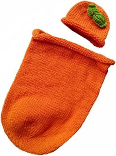 Miniatura 2 de Coberllus Accesorios para fotos de bebé recién nacido, trajes para sesión de fotos de ganchillo de punto de Halloween, calabazas, sombrero, bolsa