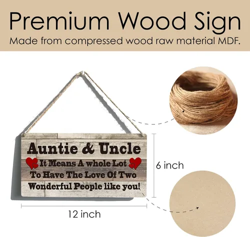 Miniatura 5 de Cartel familiar de regalo de casa de campo Auntie & Uncle it Means a Whole Lot To Have The Love Placa colgante de madera retro para decoración
