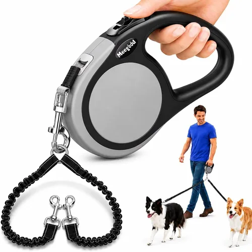 Miniatura 10 de Correa doble retráctil para perros de hasta 115 libras – Correas de acoplamiento de 18.6 pies para perros pequeños y medianos – Un sistema de Gris