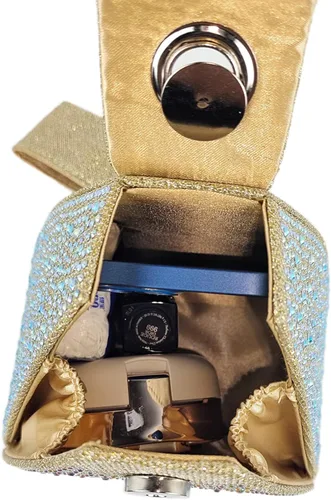 Miniatura 6 de Bolso de noche único con diamantes de imitación para mujer, bolso de mano triangular