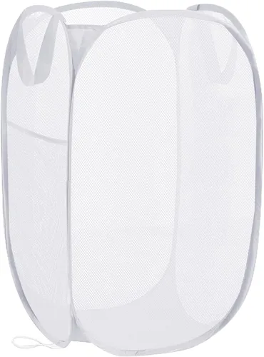 Miniatura 10 de Cesta plegable para la ropa sucia, cesta de malla para almacenamiento para dormitorios universitarios, viajes, cruzar, acampar, color beige