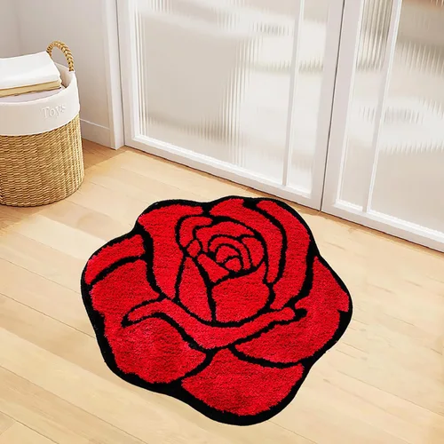 Miniatura 3 de LEVINIS Alfombras de baño con rosas rojas para baño, antideslizante, absorbente, alfombra de baño, alfombra de baño, alfombra de área floral suave