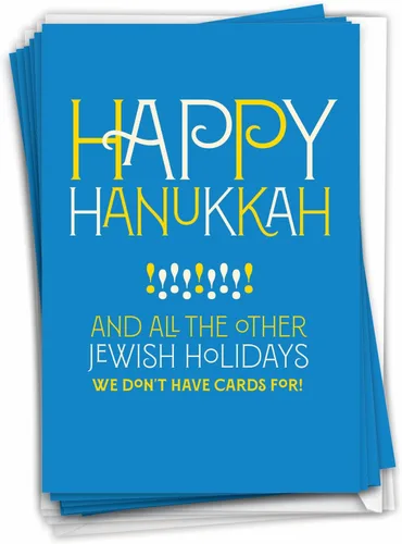 Miniatura 8 de NobleWorks - Perros de Hanukkah - 12 divertidas tarjetas de Janucá en caja - Juego a granel tarjetas navideñas judías, B2547HKG