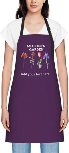 Miniatura 34 de Delantales personalizados para mujer, diseño de delantal de chef ajustable con nombre, textos, fotos, flores, regalos para el día de la madre