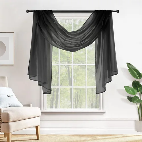 Miniatura 27 de MIULEE Cenefa Beige para Ventana para Fiesta - Cortina Transparente Cenefa Superior Tratamiento de Ventana Cortinas Decorativas para Arco de Boda