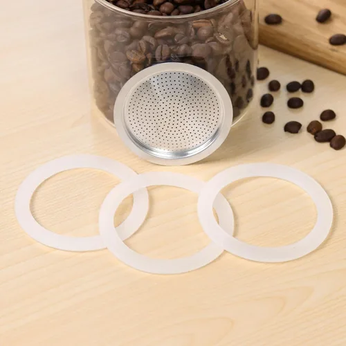 Miniatura 6 de Sivaphe 3 tazas Moka Pot piezas de repuesto infusor para estufa italiana de aluminio, cafetera expreso, 1 filtro y 3 sellos de junta de silicona