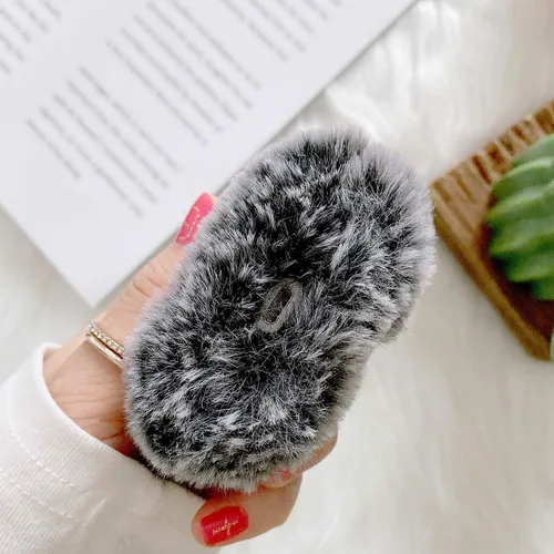 Miniatura 7 de Guppy Compatible con AirPods Pro 2 - Funda de conejo peludo para niñas, caricaturas 3D, lindas orejas de conejo, funda de transporte mullida y Gris