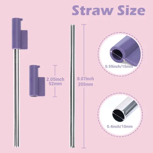 Miniatura 2 de Jetstop Kit de popote compatible con Brumate Era de 40 onzas, 2 popotes de acero inoxidable con conectores de popote de silicona, anillos de sellado