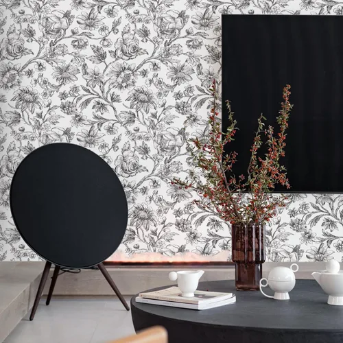 Miniatura 2 de Cohoo Home Papel tapiz floral en blanco y negro, papel de contacto para armarios y cajones, papel de contacto floral de girasol, autoadhesivo