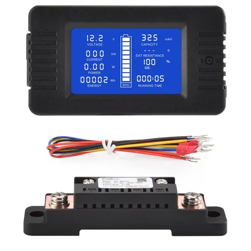 Miniatura 9 de Medidor de monitor de batería multifunción DC con derivación, 0-200V, 0-100A, pantalla LCD, multímetro de corriente digital, voltímetro amperímetro