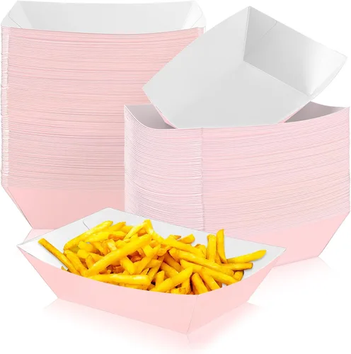 Miniatura 10 de Yinkin 100 piezas de bandejas de papel para comida en forma de barco, bandejas desechables de 2 libras para nachos, bandejas de papel kraft