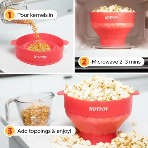 Miniatura 3 de El Hotpop Original - Palomitero para microondas, máquina de palomitas de maíz de silicona, cuenco plegable sin BPA y apto para lavavajillas - 20