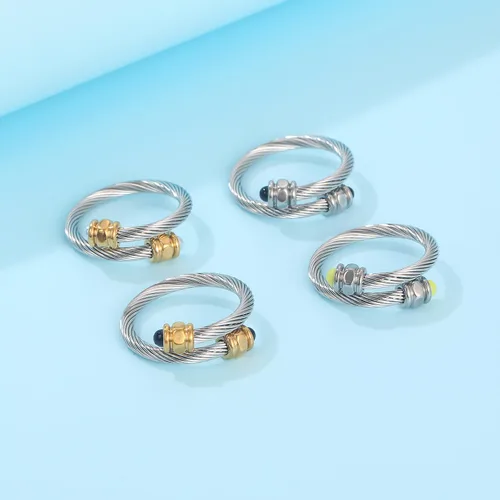Miniatura 2 de Anillo de cable para mujer, un anillo de perla de puño diseñado para adaptarse a circunferencias de dedo entre 70mm-90mm