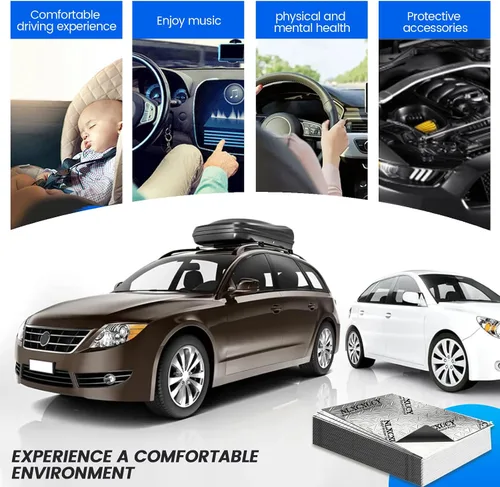 Miniatura 6 de NLXCXUCY 10 Piezas 80mil (2mm) 11 pies cuadrados (1 m²) Alfombrilla de Amortiguación de Sonido para Auto, Aislante de Sonido Automotriz de Butilo