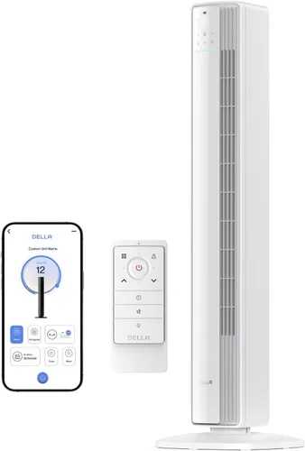 Miniatura 10 de Della 42" Ventilador de torre inteligente, ventilador de enfriamiento ultra silencioso de 23dB con 12 velocidades, oscilación de 90°, flujo de aire