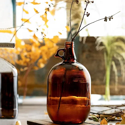 Miniatura 6 de Dicunoy Jarras de vidrio de 1 galón, botella de fermentación ámbar con tapa de sello, botella de agua de 128 onzas con asa para kombucha, cerveza