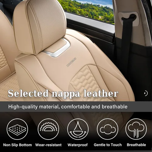 Miniatura 4 de Coverado - Fundas de asiento delantero de coche, fundas de asiento de cuero de lujo para automóviles, fundas de asiento de automóvil protectoras