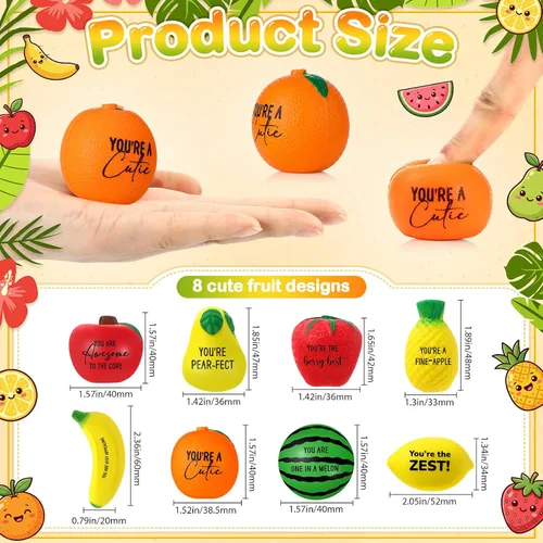 Miniatura 2 de Outus Bolas de estrés de frutas a granel, bolas inspiradoras para apretar para el regreso a clases, regalo para estudiantes para profesores