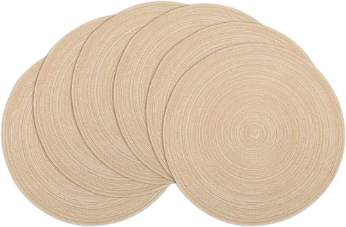 Miniatura 27 de Winknowl Juego de 4 manteles individuales redondos trenzados, lavables, tejidos resistentes al calor, para mesas de cocina, comedor, manteles Beige