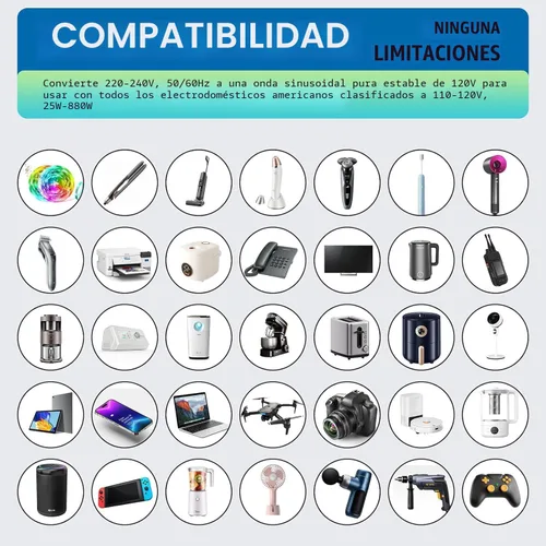 Miniatura 5 de Travel Converter Adapter Voltage Converter that Steps Down 220 Volts to 110 Volts for use in Over 200 Countries,Including The U.S., U.K., Europe
