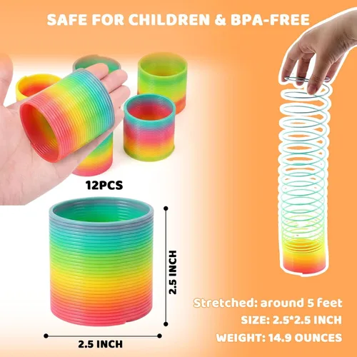 Miniatura 7 de JOHOUSE Rainbow Magic Spring Party Favores para niños, 12 piezas de plástico colorido de primavera juguete caja del tesoro juguetes de masa de juego