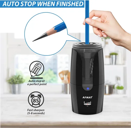 Miniatura 5 de AFMAT - Sacapuntas recargable de punta larga para artista, afilado rápido y parada automática, 8-17 mm de punta larga, sacapuntas eléctrico