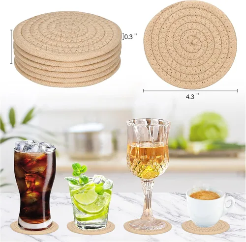 Miniatura 2 de 6 posavasos absorbentes para bebidas, posavasos tejidos de algodón para decoración de comedor, inauguración de la casa, tapete para beber en frío