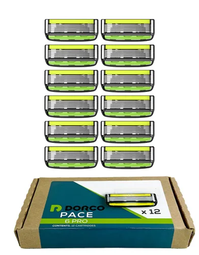 Miniatura 9 de Dorco Pace 6 Pro - Sistema de maquinilla de afeitar de seis cuchillas con recortadora - Paquete de 10 (1 mango + 10 cartuchos)