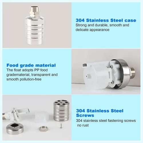 Miniatura 8 de Válvula de flotador de agua, válvula de flotador portátil de acero inoxidable 304 totalmente automática, control de nivel de agua, fácil de 3/4
